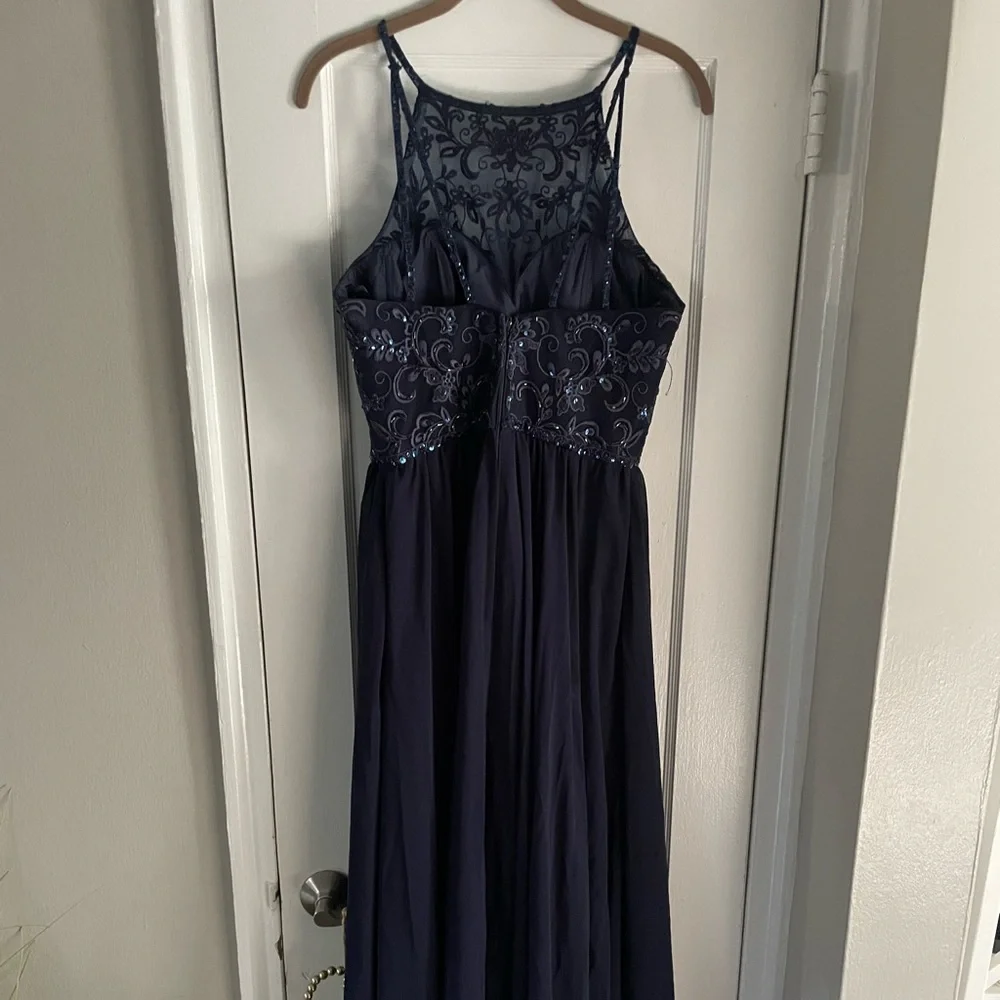 Mori Lee 21589 Navy floral embroidered Dress - Picture 6 of 6